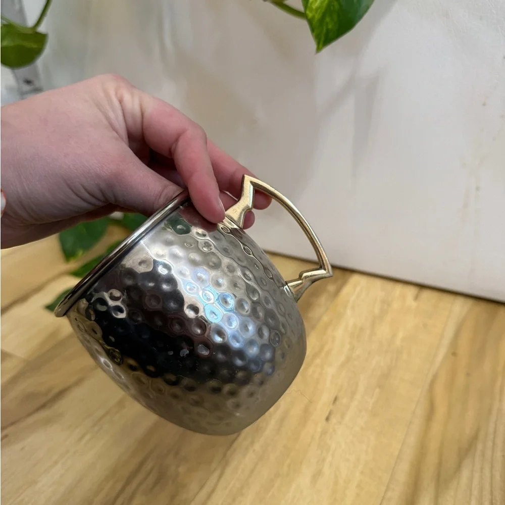 Silver Hammered Mug with Gold Handle